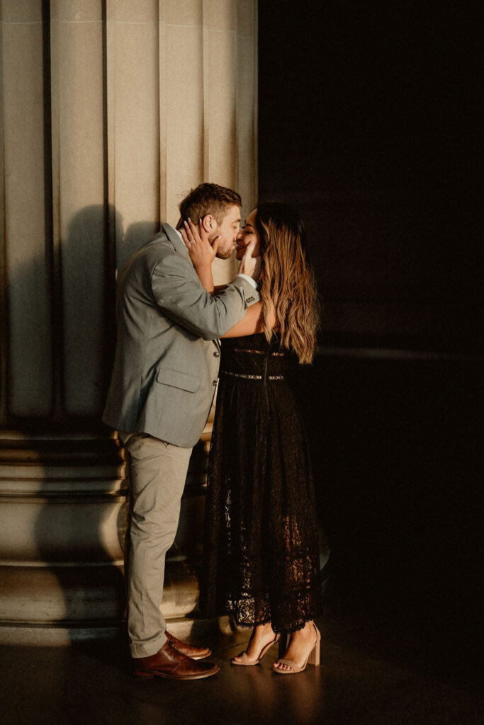 Sunrise engagement photos at Lincoln Memorial