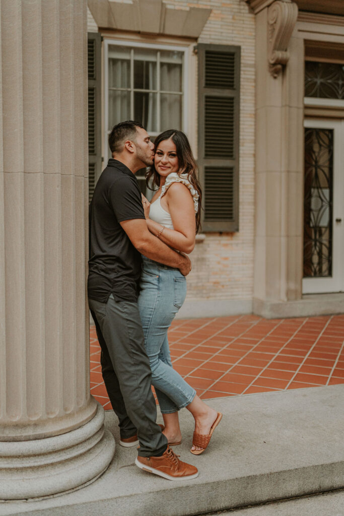 Rochester NY engagement photo location at The George Eastman House