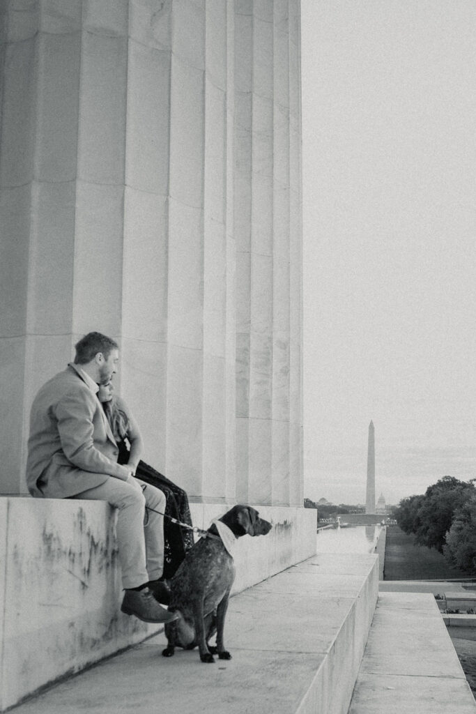 Washington DC Lincoln Memorial dog-friendly engagement session