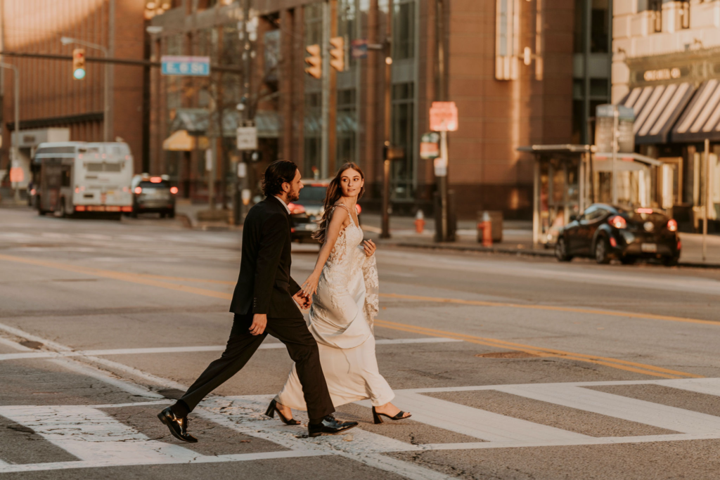 Downtown Cleveland wedding portraits with a contemporary and modern vibe