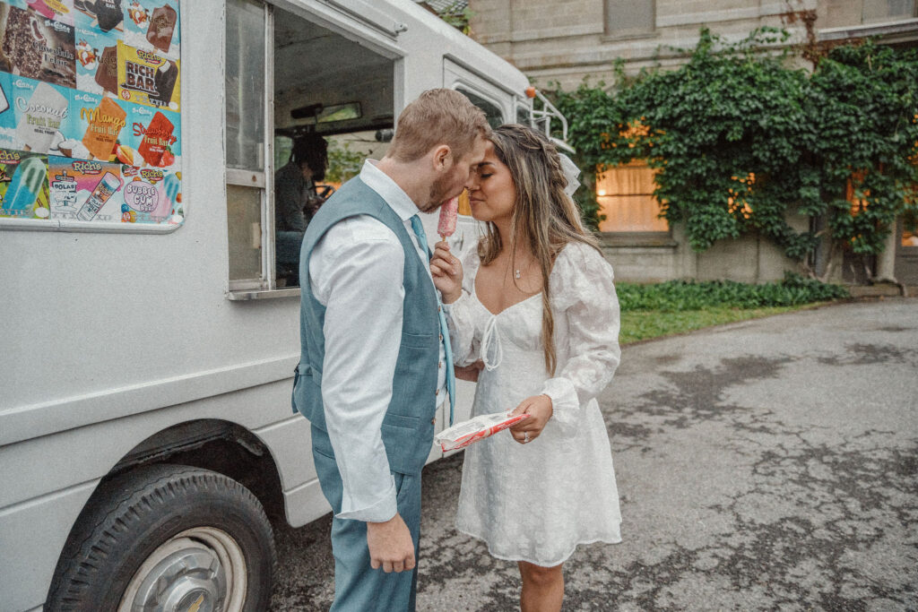The couple sharing a sweet treat together at the Connecticut Ice Cream Truck