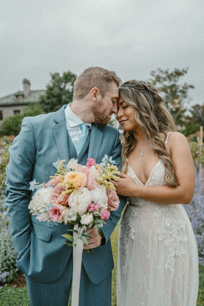 Coastal chic wedding portraits at Eolia Mansion in Connecticut